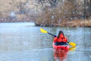 Canoeing in the snow