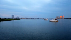 two boats in the water off atlantic city, new jersey